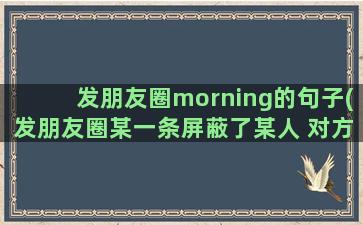 发朋友圈morning的句子(发朋友圈某一条屏蔽了某人 对方知道吗)